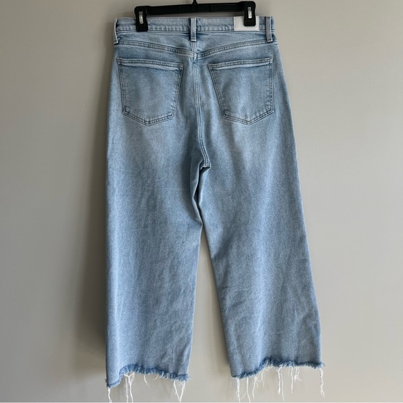 Pistola Lana raw hem high waisted cropped wide leg jeans light wash size 30 - Picture 6 of 12